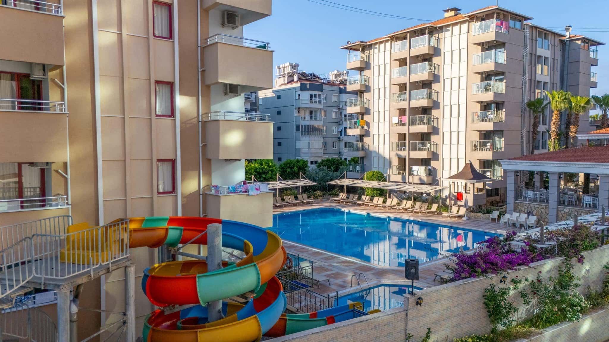 Sarıtaş Hotel Alanya Tosmur aerial view — 4-star all-inclusive seafront hotel
