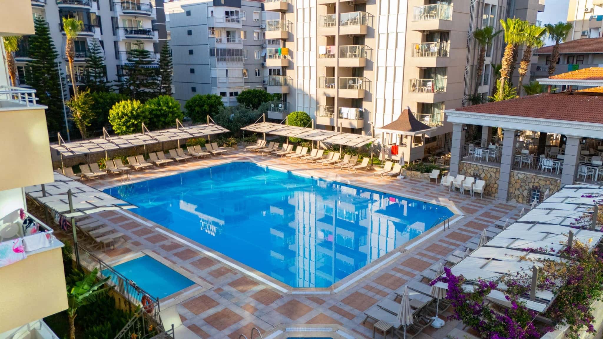 Sarıtaş Hotel Alanya Tosmur aerial view — 4-star all-inclusive seafront hotel