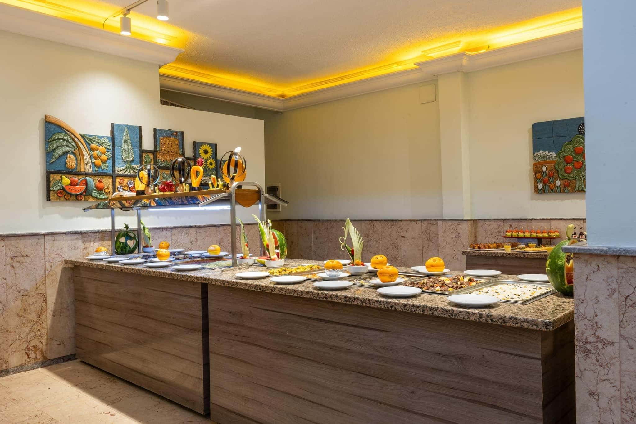 Sarıtaş Hotel main restaurant and rich open buffet — all-inclusive