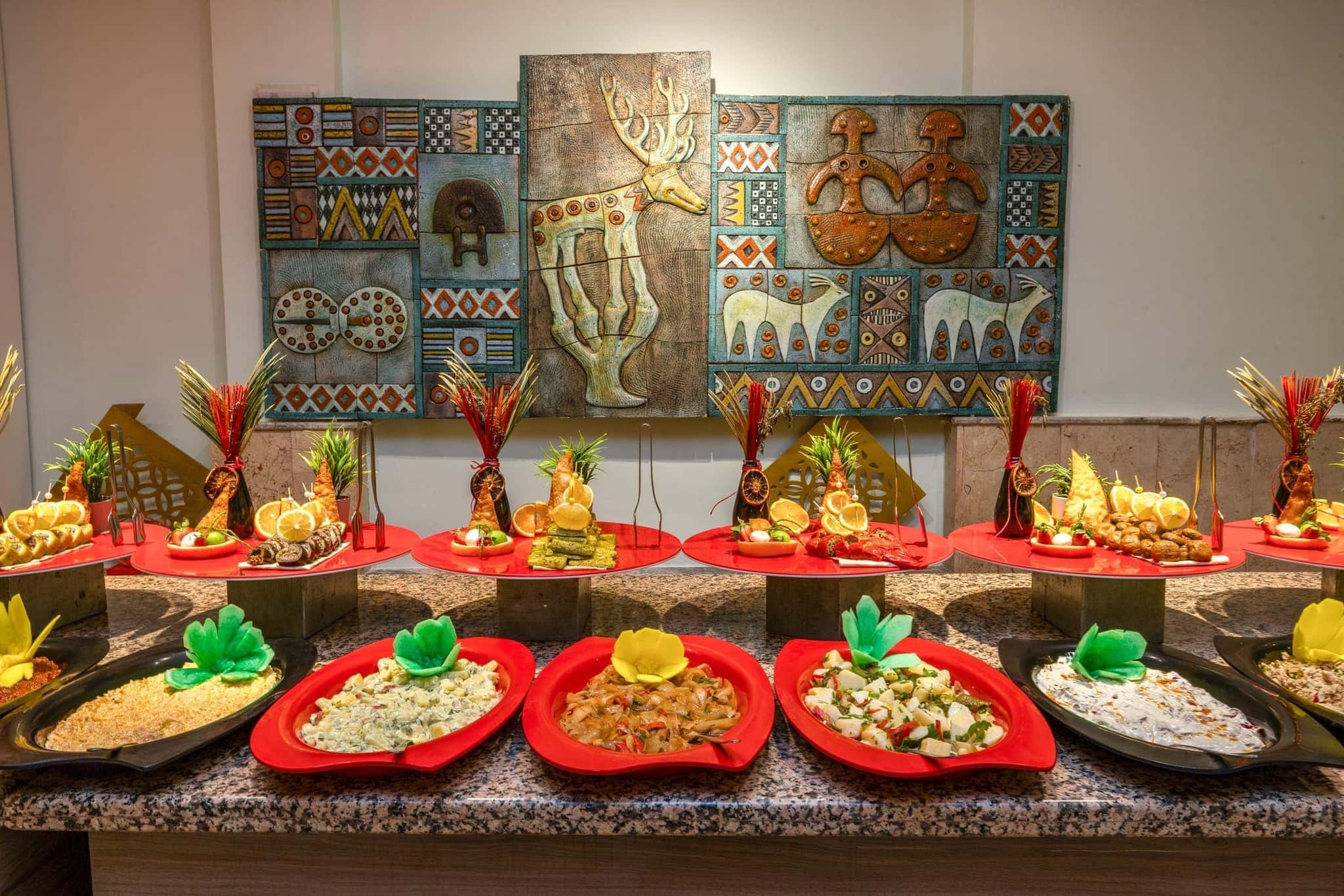 Sarıtaş Hotel main restaurant and rich open buffet — all-inclusive