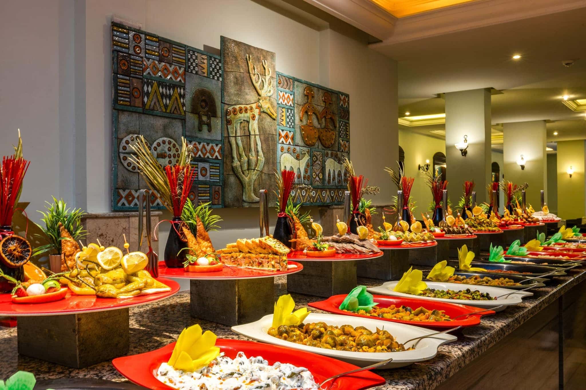 Sarıtaş Hotel main restaurant and rich open buffet — all-inclusive