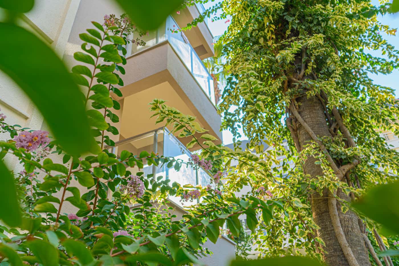 Sarıtaş Hotel lush garden and relaxation terraces — Alanya Tosmur
