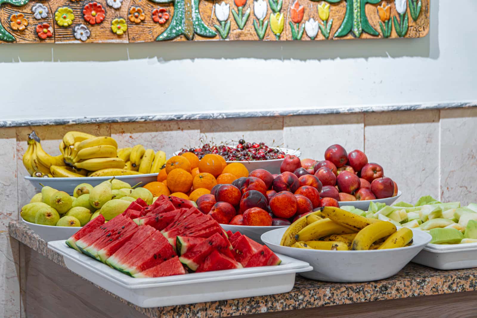 Sarıtaş Hotel main restaurant and rich open buffet — all-inclusive